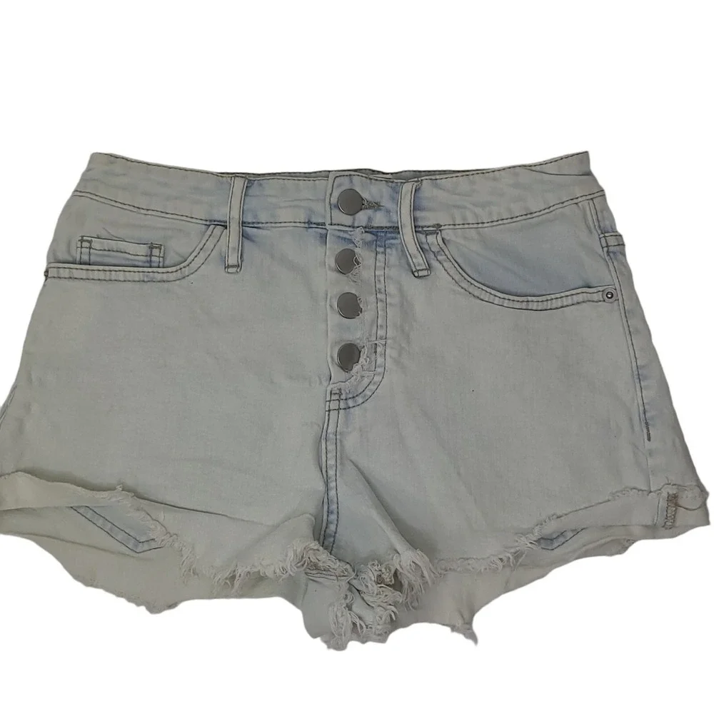 Wild Fable Jean Shorts Womens SZ 4 Light Wash High Rise Blue Button Fly Y2K